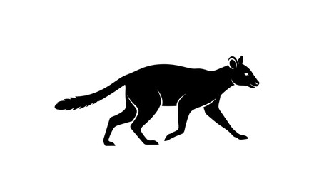 Silhouette of a black animal walking on a white background.
