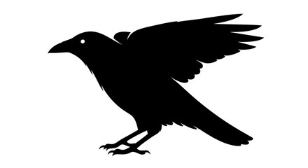 Silhouette of a Crow in Flight.