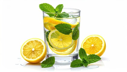 Mojito cocktail isolated on white background