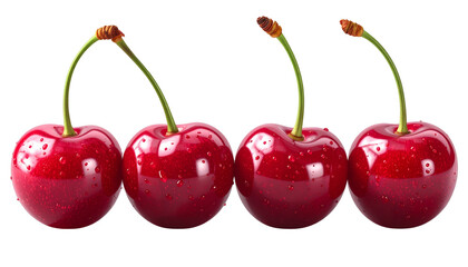  3. Vegetarian Food Concept with Ripe Cherries, isolated on transparent background