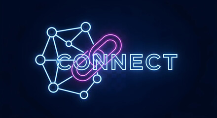 未来へ繋ぐネオン「CONNECT」：ビジネス連携とネットワークを象徴する高品位アイコン