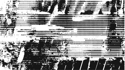 grainy halftone grunge texture with diagonal hatch lines and worn scratched surface vector background