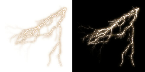 Powerful lightning bolt strikes illuminating the night sky with vibrant energy and light © Tania