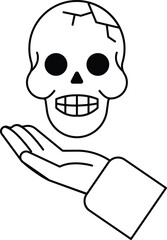 A skull is being held in a hand