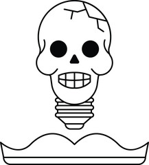 A skull with a bulb in its mouth
