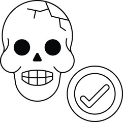 A skull with a check mark next to it