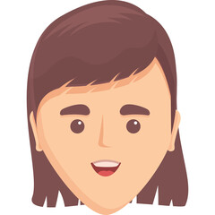 Close Up Digital Illustration Of A Young Woman With Brown Hair And Smiling Mouth In A Light Peach Skin Tone Against A White Background