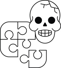 A skull is shown with a smile on its face