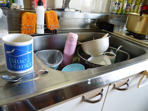 食事後、洗う前の食器