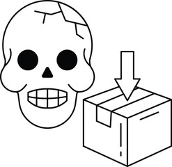A skull is next to a box with a downward arrow