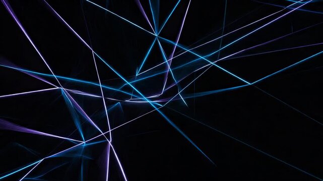 Abstract geometric lines in motion digital composition on a black background