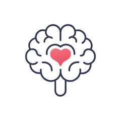 Brain Icon with a Heart Symbol and Mental Health