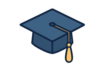 Dark blue graduation cap with yellow tassel representing academic success