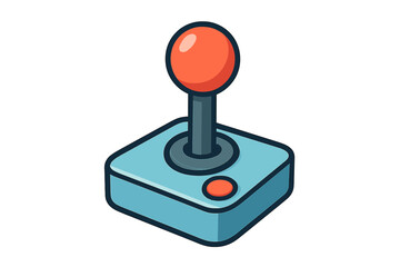 Classic retro arcade game controller joystick with red ball handle and blue base