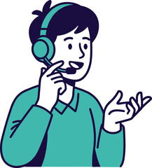 Customer service representative talking with headset
