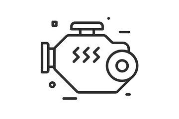 Minimalist black line representation of an internal combustion engine block