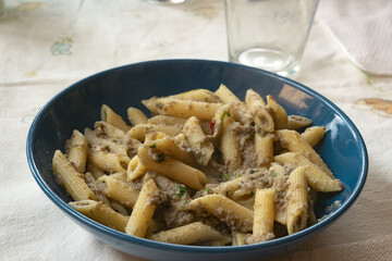 creamy mushroom penne pasta traditional italian dish comfort food