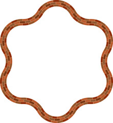 Fototapeta premium Hexagram frame brick brickwork brown border picture frame vintage retro antique handcraft framework architecture decorative element isolated background 