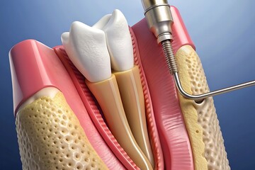 Periodontal Scaling and Root Planing. Oral hygiene and conventional periodontal therapy. Medically accurate of human teeth cleaning treatment.