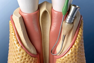 Periodontal Scaling and Root Planing. Oral hygiene and conventional periodontal therapy. Medically accurate of human teeth cleaning treatment.