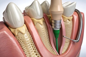 Periodontal Scaling and Root Planing. Oral hygiene and conventional periodontal therapy. Medically accurate of human teeth cleaning treatment.