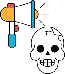 A skull with a microphone in front of it