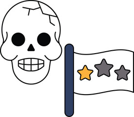 Skull with a flag in the background