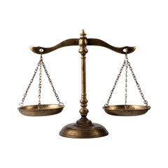 Antique brass balance scale symbolizing justice law and fairness in a studio setting