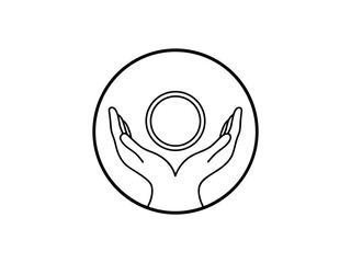 Hands Holding Circle With Coin Icon Symbolizing Investment vector illustration