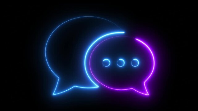 Seamless loop animation concept on the transparent background. Motion graphics of Empty copy space idea. chatting icon and 4 tone  neon color box. 4k video animation. 