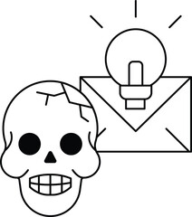 A skull with a light bulb on top of it