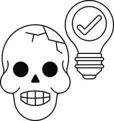 Skull with a light bulb above it