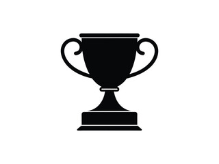 Solid Black Trophy Cup Silhouette on White Background award winner