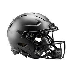 Fototapeta premium Sleek modern matte black football helmet with visor and facemask for protection and style