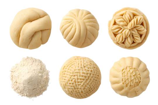 Six unique textured oval shapes against a black background - Powered by Adobe