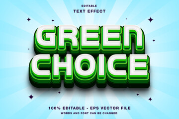 Green Choice 3D Layered Editable Text Effect with White and Green Colors.