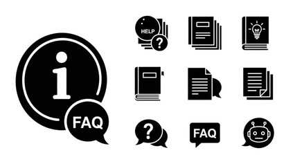 Informative FAQ Help Resources and Support Icons Collection