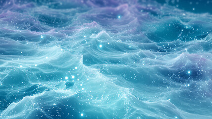 Turquoise Ocean Water Waves with Foam Texture
