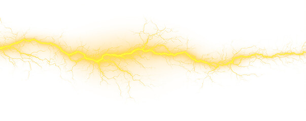 Thunderbolt arcs through dark clouds with natural sparks flying. Realistic lightning effect...