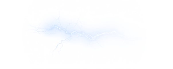 Bright thunderstorm flashes over mountain peaks. Electric light spreads in dramatic streaks. A vivid vector effect for power and motion themes. PNG