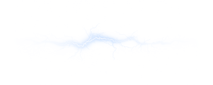 3D electric lightning isolated on black background. Neon arcs and sparks produce a magical storm energy effect in any illustration. PNG