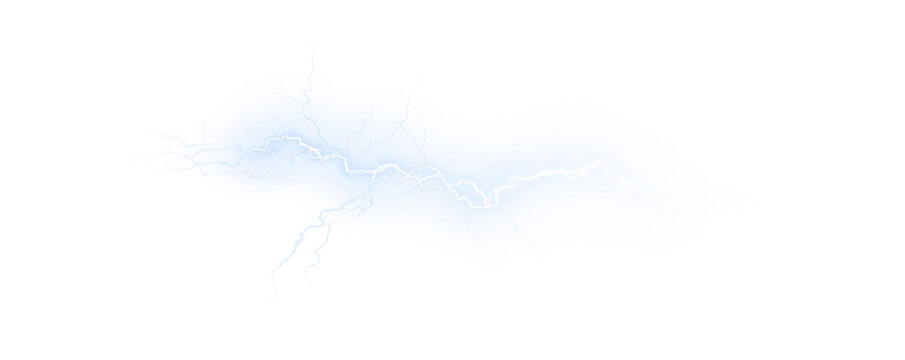Bright thunderstorm flashes over mountain peaks. Electric light spreads in dramatic streaks. A vivid vector effect for power and motion themes. PNG