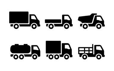 Minimalist silhouette set of various trucks in black and white design