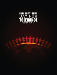 International Day for Tolerance poster with people unity and dark background design