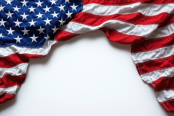 Flag draped in the corner with stars and stripes design for themed events and celebrations