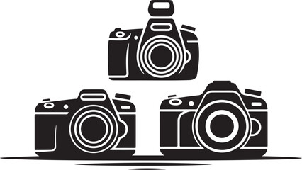 Set of Digital SLR Camera Silhouettes - Professional Photography Vector