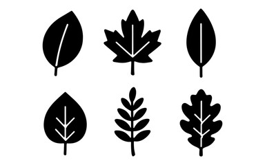 Fototapeta premium Silhouette leaf icons set for nature and design projects