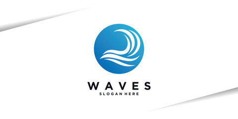 Wave logo design,  minimalist ocean and water symbol