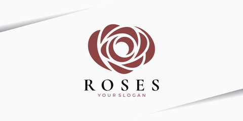Beautiful rose flower logo design