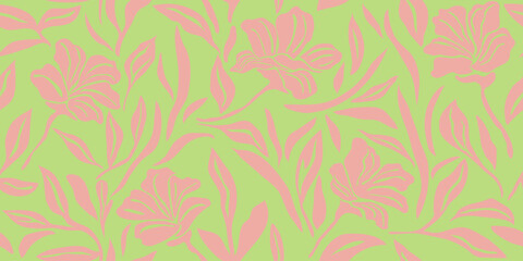Vector Hand drawn colourful flowers, seamless patterns with floral, botanical for fabric, textiles, clothing, wrapping paper, backdrop, banner, illustration, abstract backgrounds.
